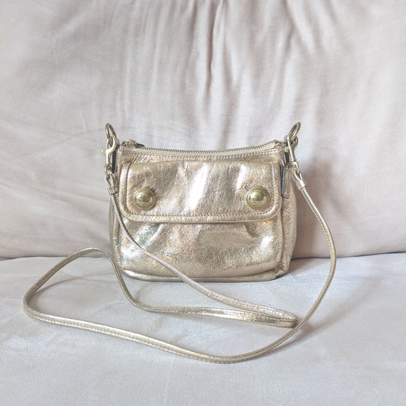 Coach Handbags - Coach Poppy Metallic Gold Crossbody Purse
